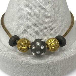 Dyadema Gold Plated Sterling Silver Bead Charm Bracelet Made in Italy